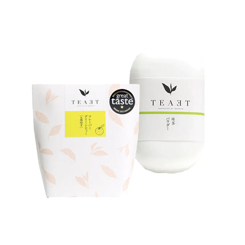 TEAET(ティーエット)|「フレーバーグリーンティー大隅ゆず」と「緑茶パウダー 」の2個セット|ギフト箱付き