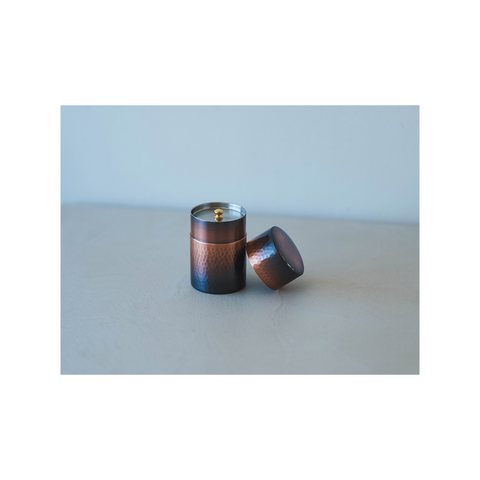 Hammered tea caddy (medium) with red copper finish | Shinkodo