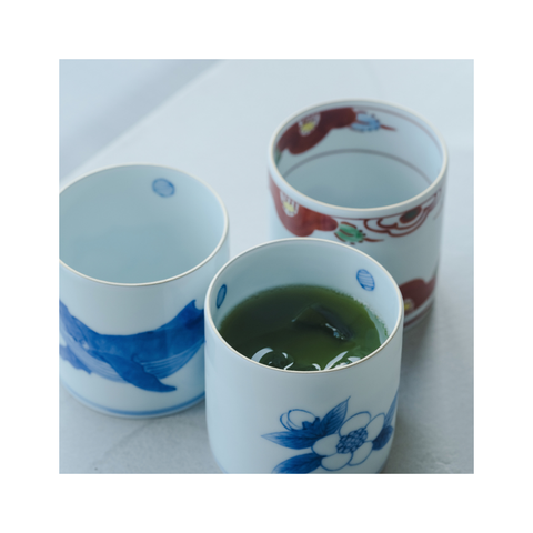 大隅茶全オリジナルの有田焼 冷茶茶器 ”椿”｜大隅茶全 × 渓山窯